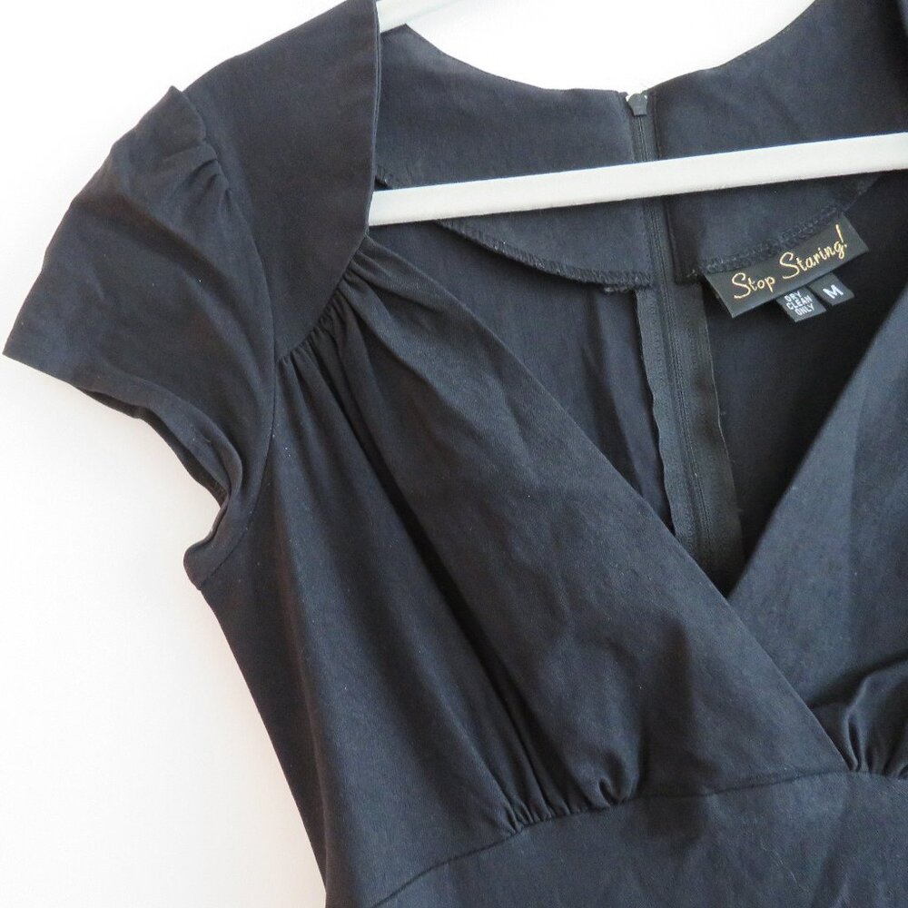 STOP STARING Black Obsession Sweetheart Peplum Retro Wiggle Dress 50s Rockabilly - Picture 7 of 14